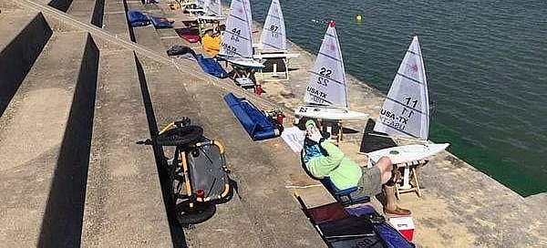 RC Laser sailing along the Corpus Christi seawall